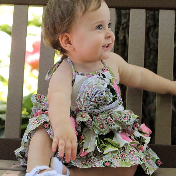 ▪️Peach Paisley Ruffle Tiered Bodysuit - Picture 1 of 3